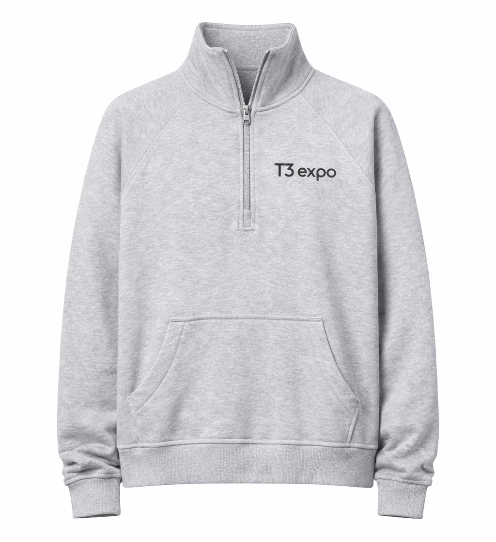 Women's Gray Boxy Half Zip Fleece