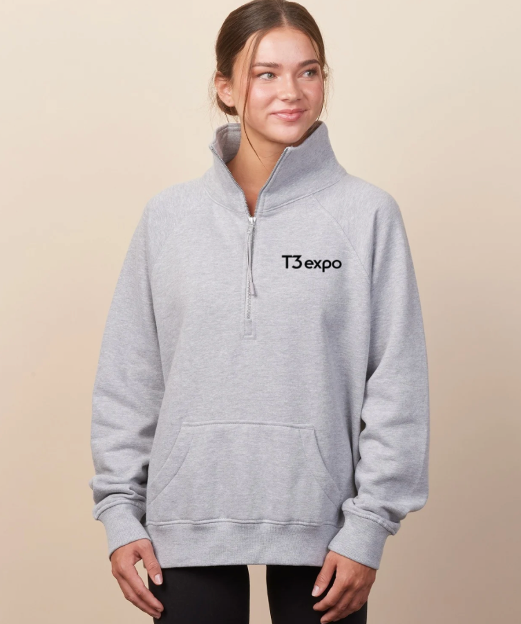Women's Gray Boxy Half Zip Fleece